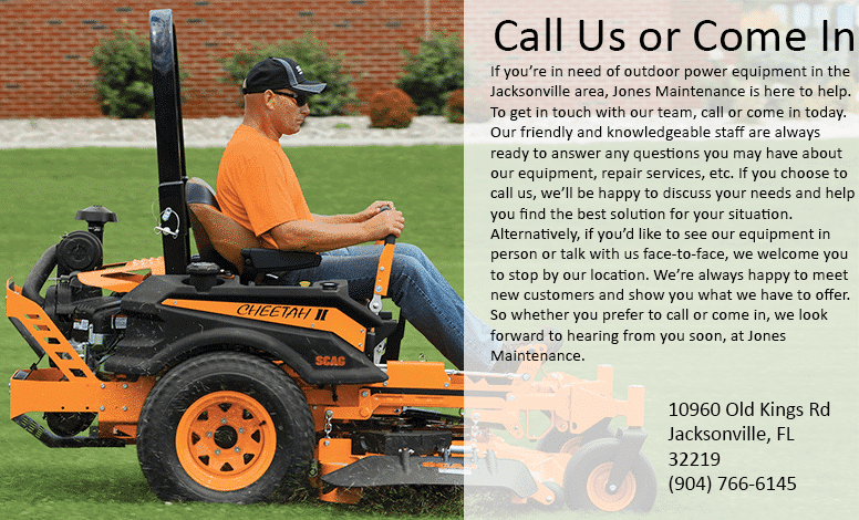 Contact Us form and SCAG zero-turn lawnmower